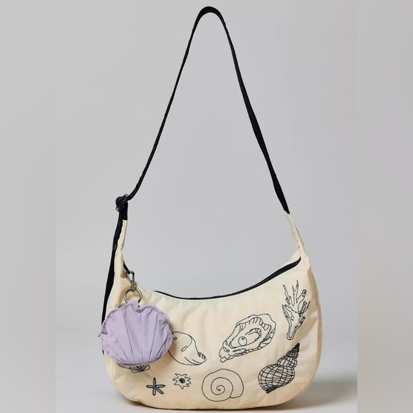 BAGGU Handbags - Baggu Embroidered Shell Medium Nylon Crescent Bag spring summer limited edition